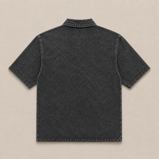 Kalvastra Acid Wash Zip Polo Shirt