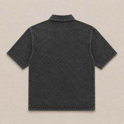 Kalvastra Acid Wash Zip Polo Shirt